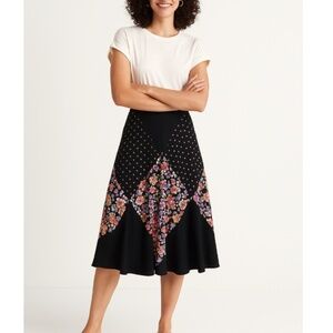Maeve by Anthropologie Diamond Mosaic Midi Skirt Black Motif Size Small